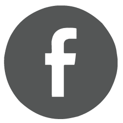 Facebook-Logo - ein schwarzes f Symbol auf einem grauen Kreis, das Facebook-Logo darstellt.
